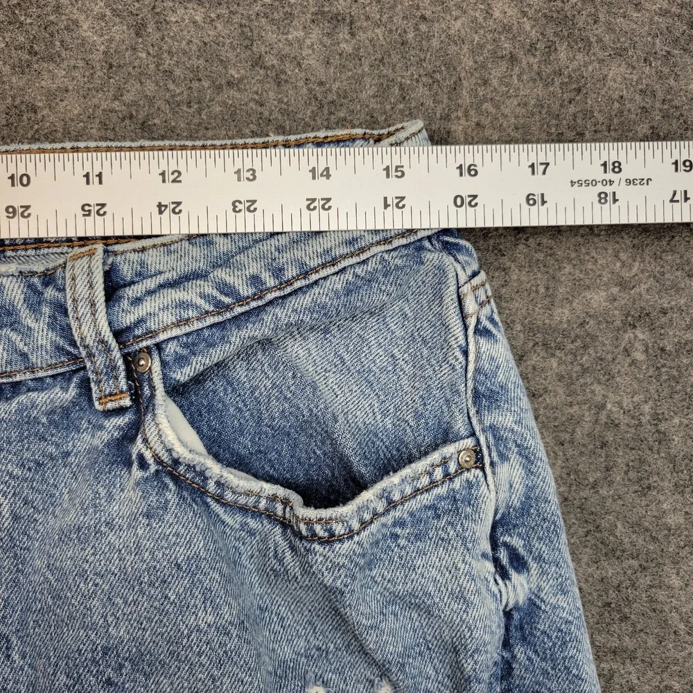 Cotton On Jeans Womens 8 Blue Denim Distressed Original Straight Leg Frayed Hem